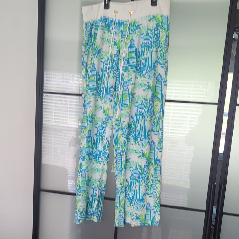 Lilly Pulitzer Blue and Green Wide Leg Jumpsuit